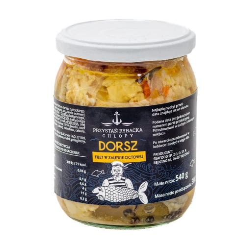 Dorsz filet w delikatnej zalewie octowej 540 g Duży słoik