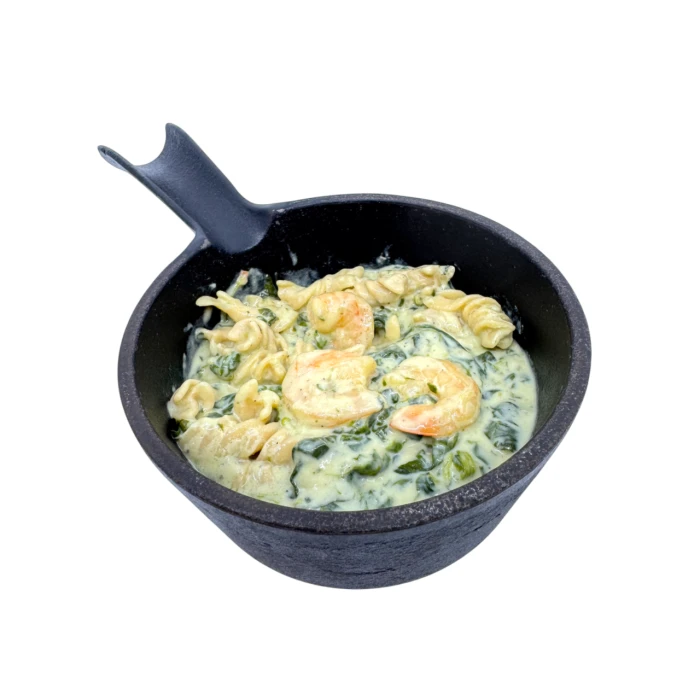 Krewetki w sosie śmietanowo - szpinakowym z makaronem Keto - 310g..PNG