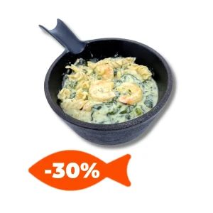 Krewetki w sosie śmietanowo - szpinakowym z makaronem Keto  - 310 g